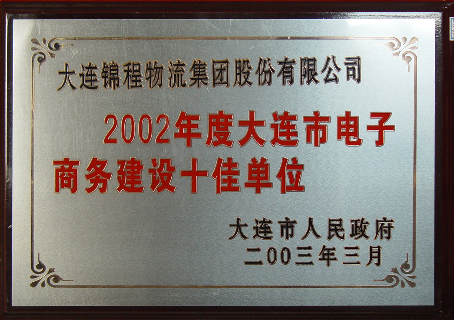 2002年大连市电子商务建设十佳单位